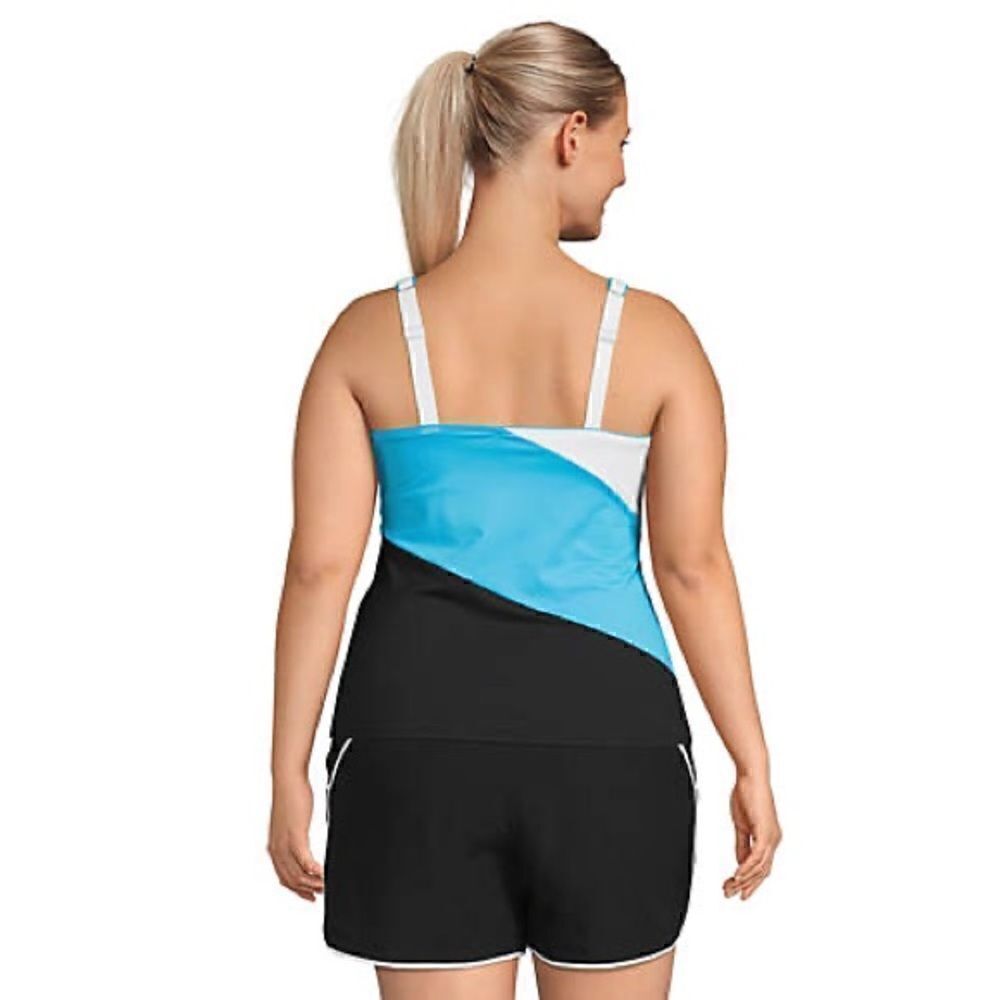 Land’s End plus regular square neck underwire adjustable Tankini Color Block Var - Picture 5 of 8